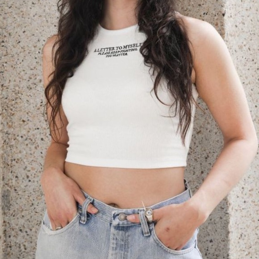 NWT Baby ribbed cropped tank top - white - size XS